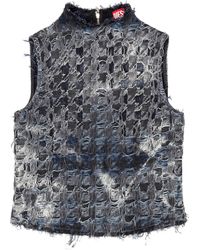 DIESEL - Chaleco vaquero con motivo pied de poule - Lyst