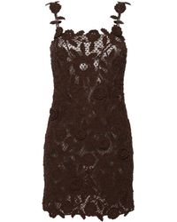 Blumarine - Mini-jurk Met Gehaakte Bloemen Van Katoenblend - Lyst