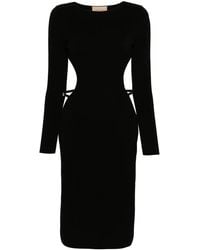Gucci - Cotton And Silk Midi Dress With Crystal G Square - Lyst