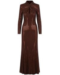 Self-Portrait - Vestido Largo Con Apliques De Strass - Lyst