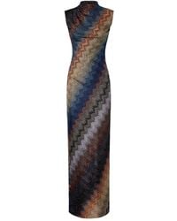 Missoni - Zigzag-Pattern High-Neck Maxi Dress - Lyst