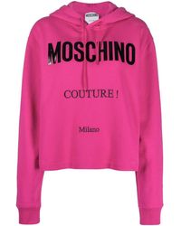 Moschino - Logo-print Cropped Hoodie - Lyst