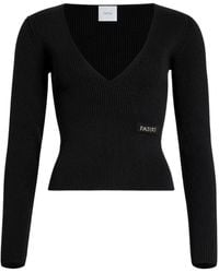 Patou - Geribbelde Sweater Met V-Hals - Lyst