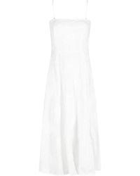 knee length dresses for ladies Rose Garden Floral Applique A-Line Midi Dress White Selfie Leslie