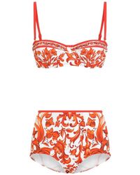 Dolce & Gabbana - Bikini Con Estampado De Mayólica - Lyst