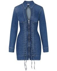 Liu Jo - Short Denim Dress With Ties - Lyst