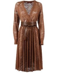 Max Mara - Pensile Midi-Jurk Met Kanten Ceintuur - Lyst