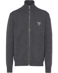 Prada - Sudadera con logo bordado y cremallera - Lyst