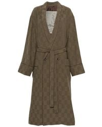 Ziggy Chen - Checked Belted Double-Breasted Coat - Lyst