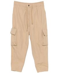 Psophia - Drawstring-Detail Elasticated-Waistband Cotton Cargo Pants - Lyst