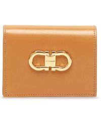 Ferragamo - Brown Gancini Leather Wallet - Women's - Calfskin/fabric - Lyst