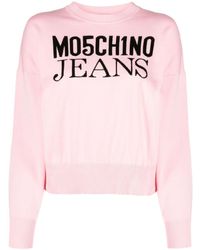 Moschino - Logo-embroidered Cotton Jumper - Lyst