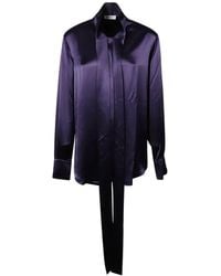 7 For All Mankind - Bow-Collar Satin-Finish Blouse - Lyst