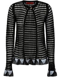 La DoubleJ - Bow Ruffled Open-Knit Cardigan - Lyst