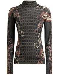 Etro - Silk And Cashmere Turtleneck Sweater With Floral Paisley Motif - Lyst