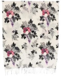 Roberto Cavalli - Sciarpa Con Stampa A Fiori E Frange - Lyst
