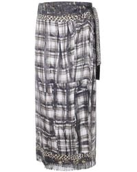 Pierre Louis Mascia - Check-Pattern Fringed Midi Skirt - Lyst