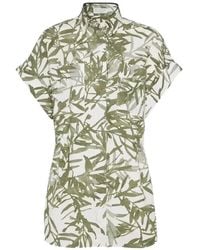 Brunello Cucinelli - Leaf-Print Short-Sleeve Shirt - Lyst