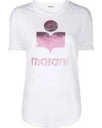 Isabel Marant - T-Shirt Aus Leinen Mit Logo-Print - Lyst