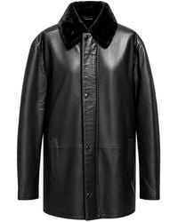 Poche Paris - Shearling-Collar Leather Jacket - Lyst