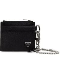 Guess - Milano Saffiano-Leather Chain-Link Card Holder - Lyst