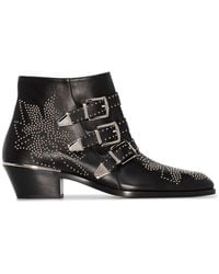 Chloé - Susanna Black Leather Ankle Boots - Lyst