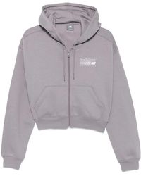 New Balance - Logo-Print Zip-Fastening Hoodie - Lyst