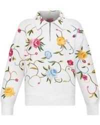 KENZO - Floral-Embroidered Quarter-Zip Sweatshirt - Lyst