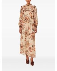 FARM Rio - Floral-Print Ruffled Midi Skirt - Lyst