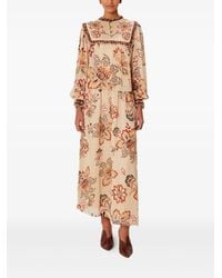 FARM Rio - Floral-Print Ruffled Midi Skirt - Lyst