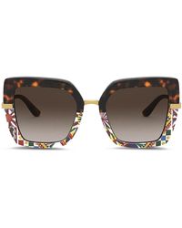 Dolce & Gabbana - Printed Square-Frame Sunglasses - Lyst