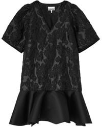 Ganni - Satin Cloque Mini Dress - Lyst