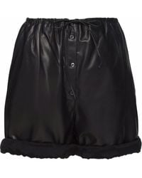 Prada - High-waisted Leather Shorts - Lyst