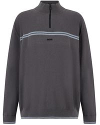 BOSS - Half-Zip Stripe-Detail Sweater - Lyst