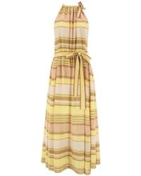 Zimmermann - Indra Stripe-Pattern Halterneck Midi Dress - Lyst