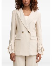 Haveone - Pinstripe-Pattern Lace-Trim Blazer - Lyst