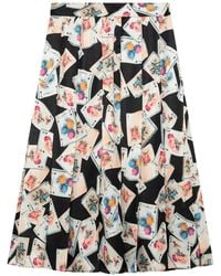 MSGM - Playing-Card-Print Pleated Midi Skirt - Lyst