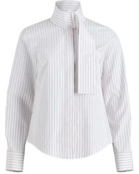 Patou - Pinstripe Scarf-Collar Blouse - Lyst