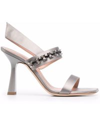 Alberta Ferretti - Chain-detail Leather Sandals - Lyst