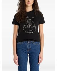 Guess - T-Shirt À Motif Ourson Et Ornements Strassés - Lyst