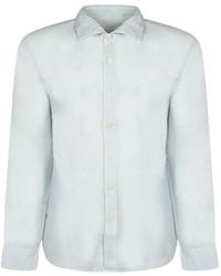 120% Lino - Button-Fastening Curved-Hem Shirt - Lyst