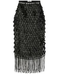 Elisabetta Franchi - Skirt With 3D Embroideries And Fringes - Lyst