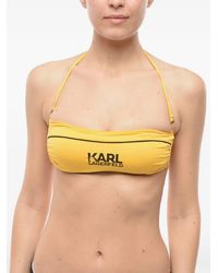 KARL LAGERFELD - Logo-Print Bandeau Bikini Top - Lyst