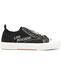 Love Moschino - Logo-embroidered Knitted Sneakers - Lyst