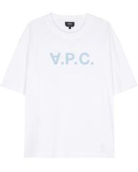 A.P.C. - T-Shirt En Coton À Logo Floqué - Lyst