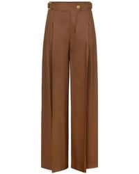 Elisabetta Franchi - Linen Blend Trousers - Lyst
