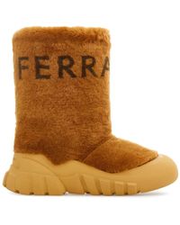 Ferragamo Falcon Shearling Fur-lined Boot in Black | Lyst