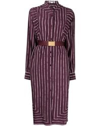 Stella McCartney - Striped Silk Midi Shirt Dress - Lyst