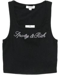 Sporty & Rich - Krystal Logo-Embellished Tank Top - Lyst
