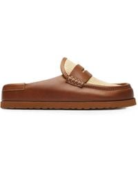 Birkenstock - Naples Calf Leather-Panelled Canvas Sandals - Lyst